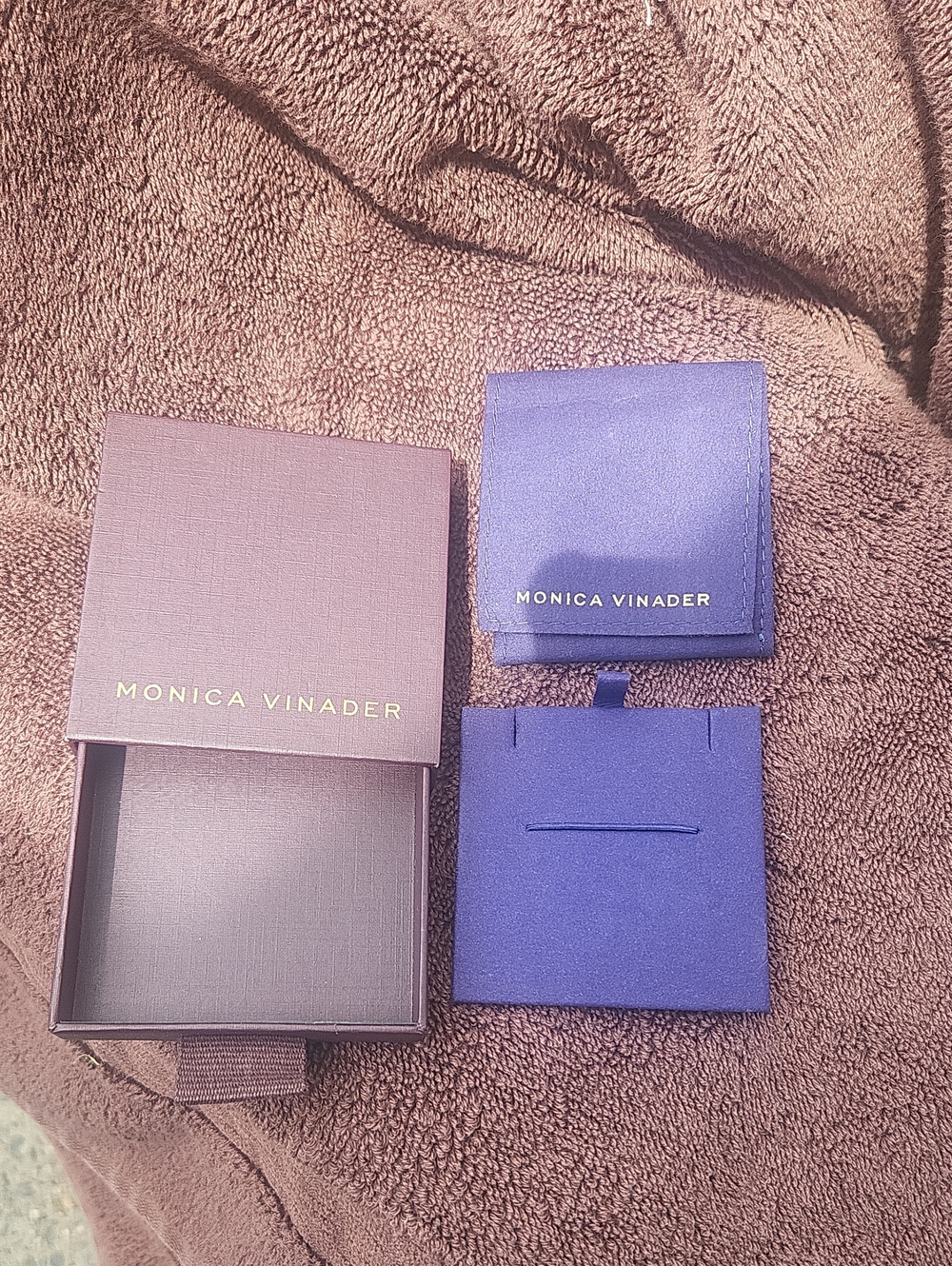 MONICA VINADER Navy Blue and Brown Gift Box Set Empty